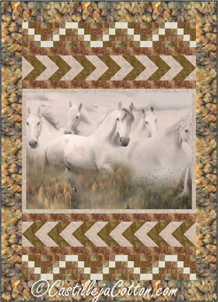 Wild Gray Horses Quilt CJC-53111e  - Downloadable Pattern