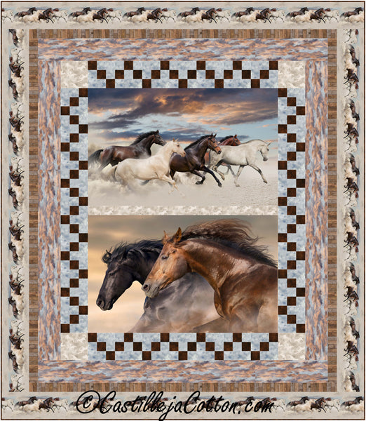 Racing Horses Queen Quilt Pattern CJC-54166 - Paper Pattern