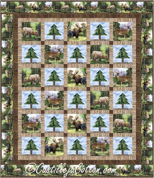 Deer, Elk and Moose Queen Quilt CJC-54423e - Downloadable Pattern