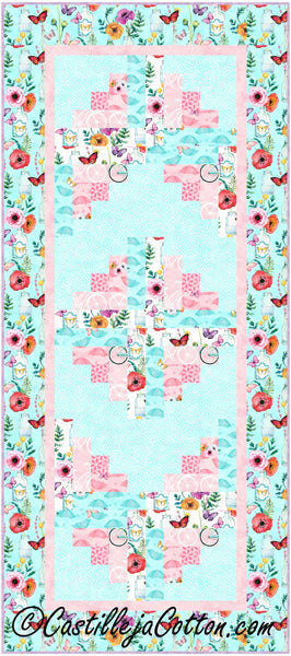 Floral Log Cabin Runner Quilt CJC-54841e - Downloadable Pattern