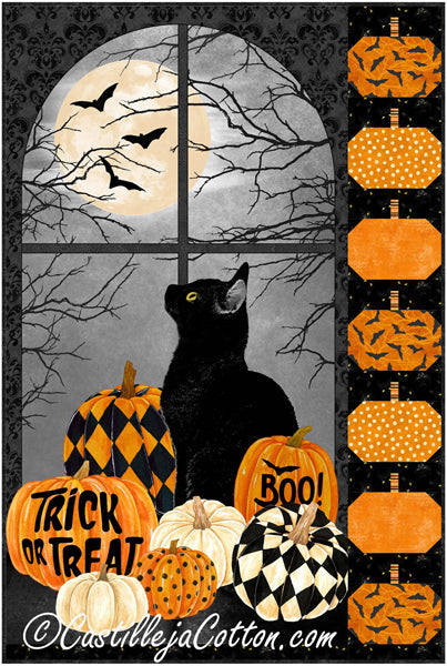 Black Cat and Pumpkins Wall Hanging Pattern CJC-55071 - Paper Pattern