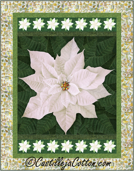 Holiday Poinsettia White Quilt CJC-55503e - Downloadable Pattern
