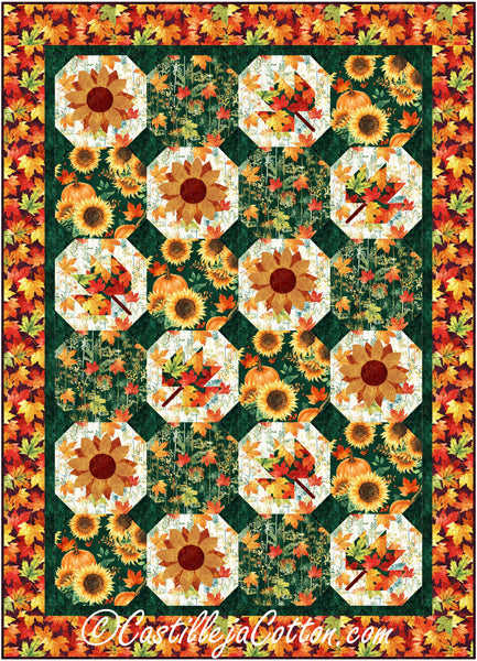 Leaves and Sunflower Quilt CJC-55611e - Downloadable Pattern