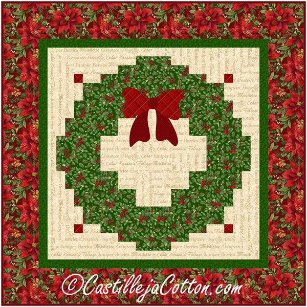 Christmas Log Cabin Wreath Wall Hanging CJC-56182e - Downloadable Pattern