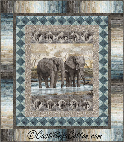 Elephants Queen Quilt CJC-56323e - Downloadable Pattern