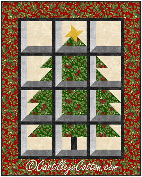 Christmas Tree in a Window Wall Hanging Quilt CJC-57471e - Downloadable Pattern