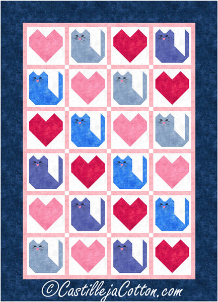 Cats and Hearts Quilt CJC-57481e - Downloadable Pattern