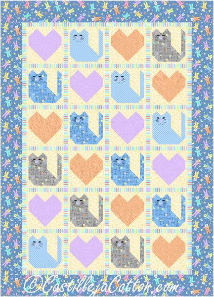 Cats Pajamas and Hearts Quilt CJC-57482e - Downloadable Pattern