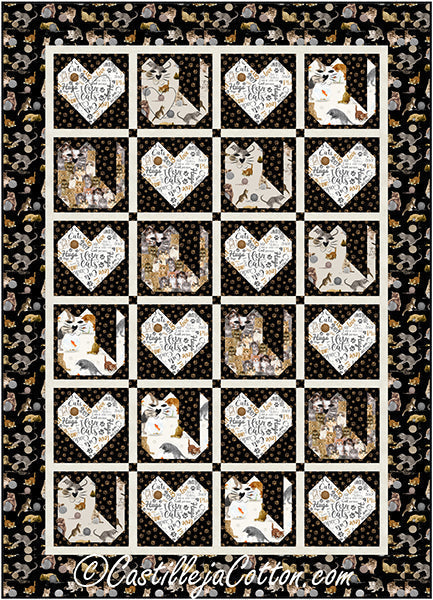 Cats and Hearts Meow Quilt CJC-57483e - Downloadable Pattern