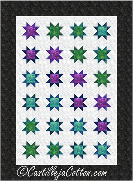 Fat Eighth Chroma Stars Quilt CJC-58751e - Downloadable Pattern