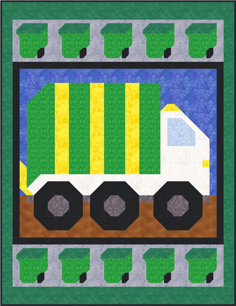 Garbage Truck Twin Quilt CQ-165e - Downloadable Pattern