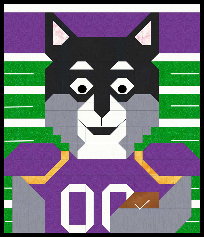 Football Wolf Quilt CQ-W004e - Downloadable Pattern