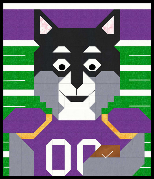 Football Wolf Quilt CQ-W004e - Downloadable Pattern