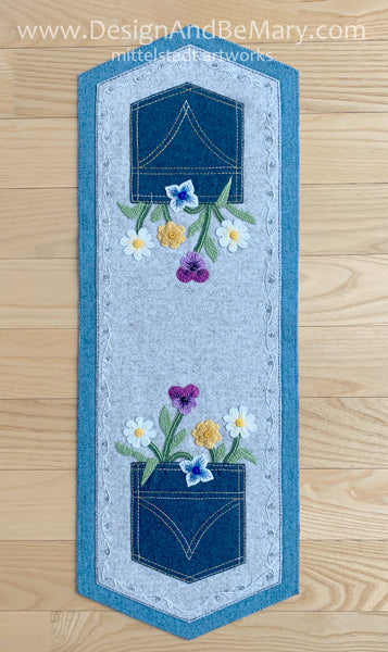 Posies In My Pocket Table Runner DBM-035e - Downloadable Pattern
