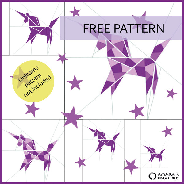 Unicorns Origami Animals Collection Quilt FREE-AC015ENe - Downloadable Pattern