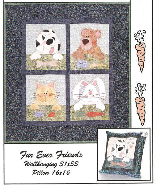 Fur Ever Friends Wall Hanging or Pillow Pattern HBH-101 - Paper Pattern