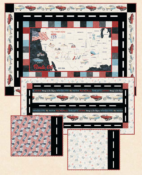 Mother Road Wall Quilt, Runner, & Placemats HHQ-7464e - Downloadable Pattern