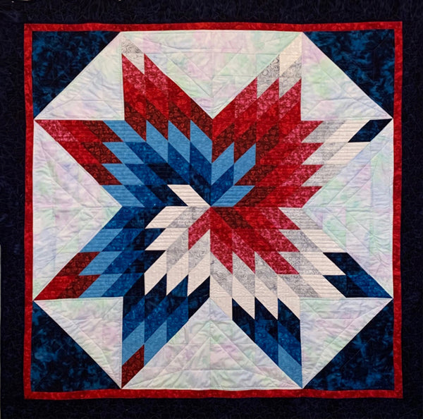 Red, White and Blue Spiral Star Quilt KCS-RWBSSe - Downloadable Pattern