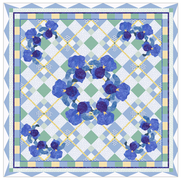 The Summer Iris Picnic Quilt MGD-204e - Downloadable Pattern