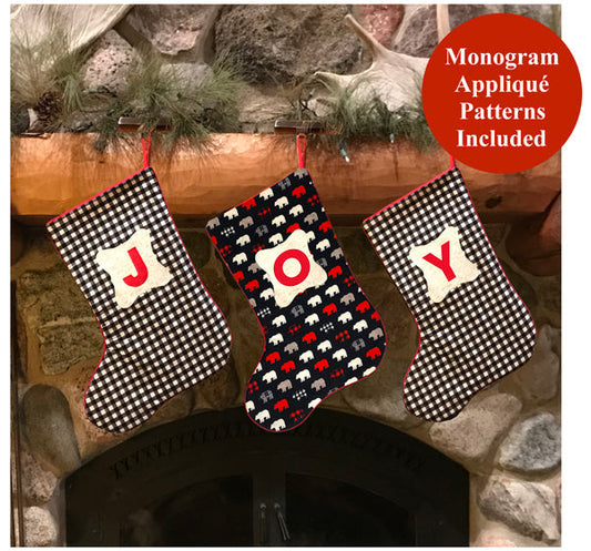 Monogrammed Christmas Stocking Sewing Pattern NZP-Q019 - Paper Pattern