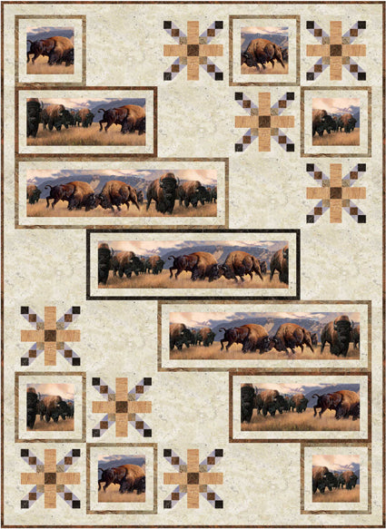 Bison at the Border Quilt PC-209e - Downloadable Pattern