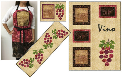Wine Tour Table Set and Apron Pattern PC-248 - Paper Pattern