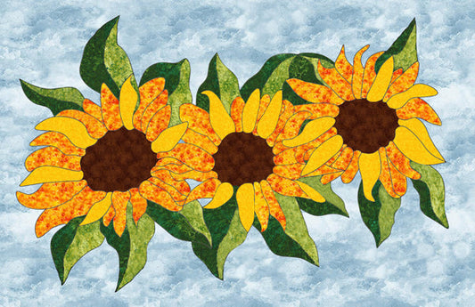 Sunflowers Applique & Hand Embroidery Pattern PES-118N - Paper Pattern