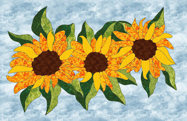 Sunflowers Applique & Hand Embroidery PES-118Ne - Downloadable Pattern