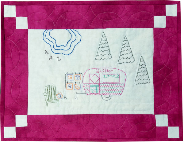 Camping Quilter Embroidered Wall Hanging PG-103e - Downloadable Pattern