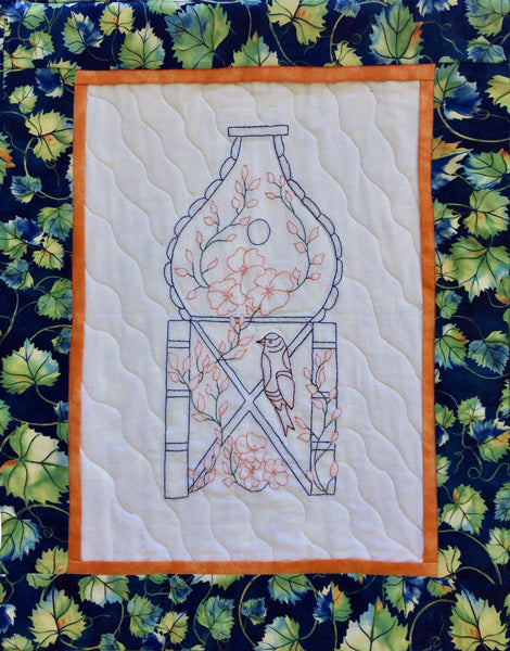 The Finch House Embroidered Wall Hanging PG-105e - Downloadable Pattern