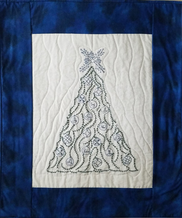 Blue Christmas Embroidered Wall Hanging Pattern PG-108 - Paper Pattern