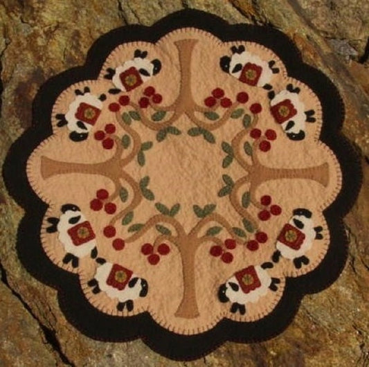 Under the Cherry Trees Penny Rug Candle Mat PLP-101e - Downloadable Pattern