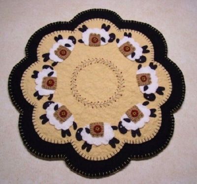 Primitive Penny Sheep Candle Mat Penny Rug PLP-105e - Downloadable Pattern