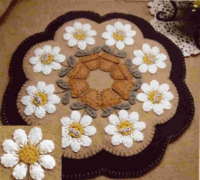 Delightful Daisies Penny Rug Candle Mat PLP-112e - Downloadable Pattern