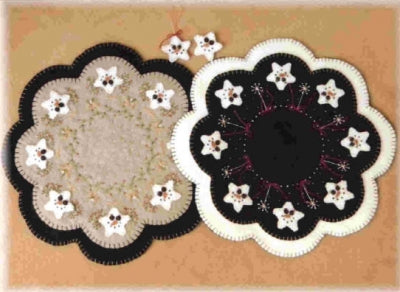 Starry Night Penny Rug Candle Mat PLP-130e - Downloadable Pattern