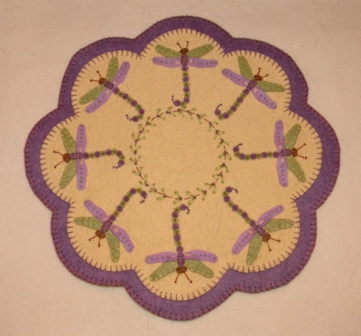 Dragonflies Penny Rug Candle Mat PLP-142e - Downloadable Pattern