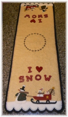 I Love Snow! Penny Rug Table Runner PLP-154e - Downloadable Pattern