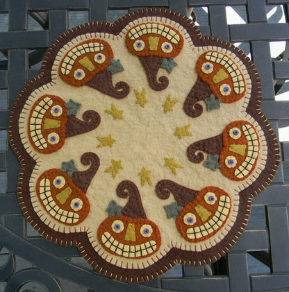 Boo! Halloween Penny Rug Candle Mat PLP-160e - Downloadable Pattern