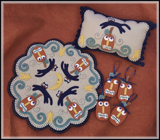 Mischief Night Candle Mat, Mini Pillow & Ornies PLP-238e - Downloadable Pattern