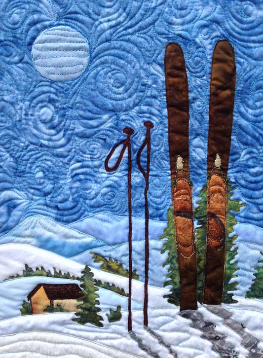 Skiing Under the Moonlight Quilt QFA-102e - Downloadable Pattern