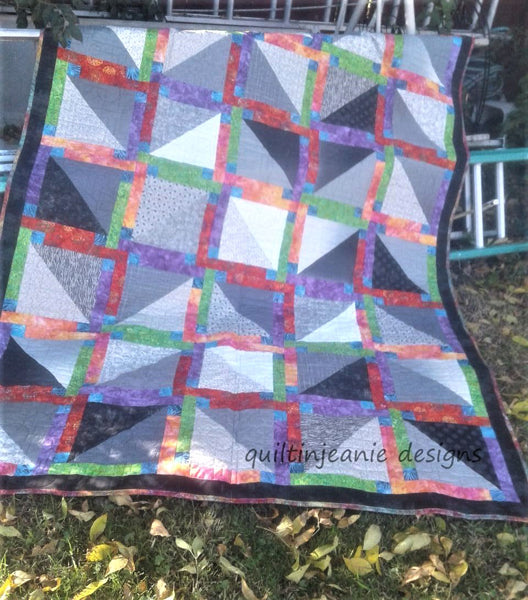 Neon and Neutral Quilt Pattern QJK-104 - Paper Pattern