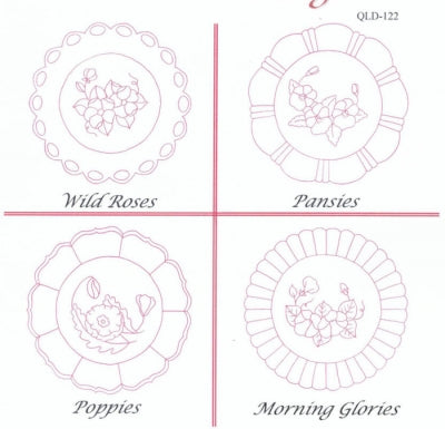 Flower Plates Embroidery QLD-122e - Downloadable Pattern