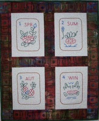 Mah Jongg Flower Tiles Embroidery QLD-169e - Downloadable Pattern