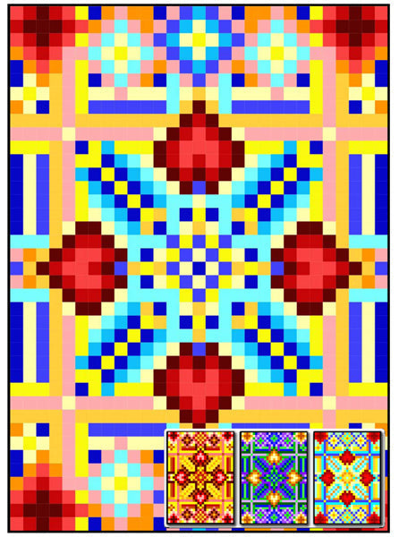 Stained Glass Hearts Quilt RMT-0053e - Downloadable Pattern