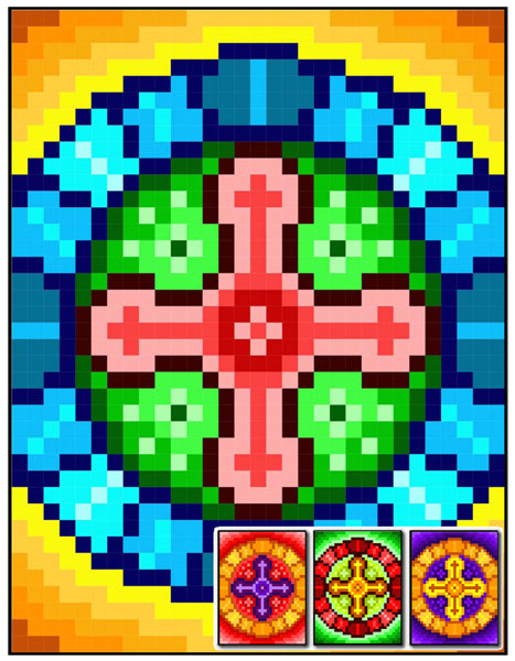 Stained Glass Cross Quilt RMT-0062e - Downloadable Pattern