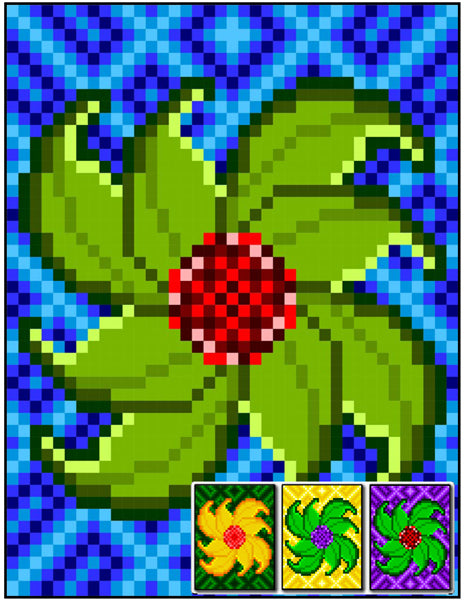 Twisting Leaf Flower Quilt RMT-0076e - Downloadable Pattern