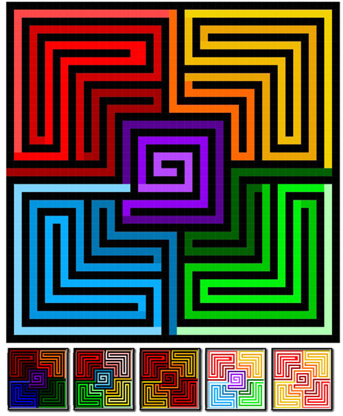 Rainbow Labrynth 2 Quilt RMT-0079e - Downloadable Pattern