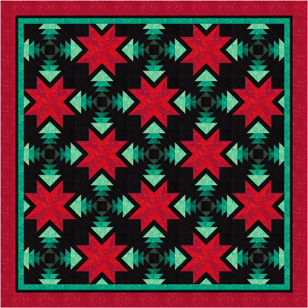 Poinsettia & Pine Quilt Pattern TTQ-113 - Paper Pattern