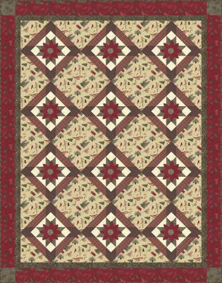 Winter Cottage Throw Quilt TWW-0296Re  - Downloadable Pattern