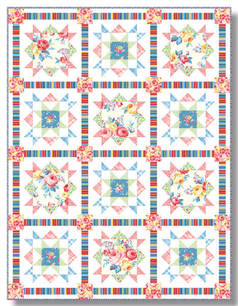 Cottage Rose Quilt TWW-0617e  - Downloadable Pattern